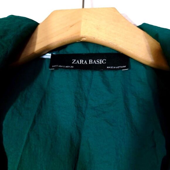 NEW Zara 90s Oversized Nylon Windbreaker Hoodie Quarter Zip Jacket in Teal Small - Picture 10 of 12